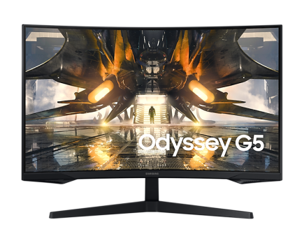 Монитор Samsung - 32" LS32AG550EMXUE Odyssey G5 Curved Gaming Monitor, IPS, 165Hz, 1mc, QHD (2560x1440), HDMI+DP, Black